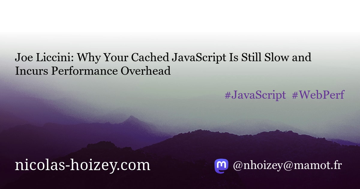 Joe Liccini: Why Your Cached JavaScript Is Still Slow and Incurs ...