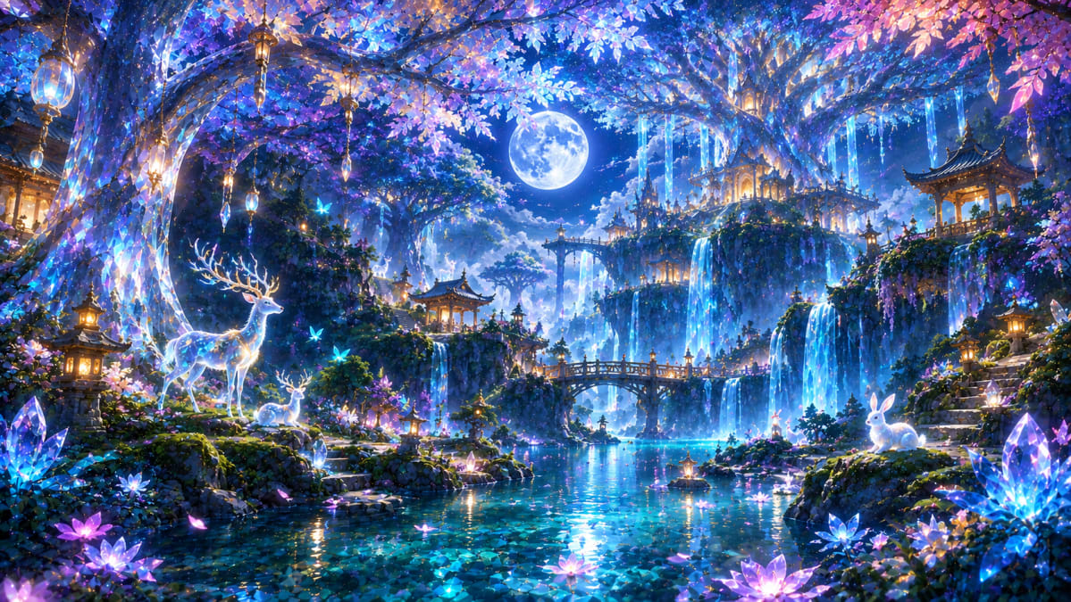 Spirit Deer in Crystal Waterfall Village