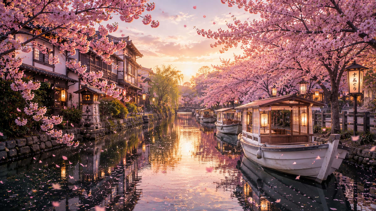 Cherry Blossom Canal Village