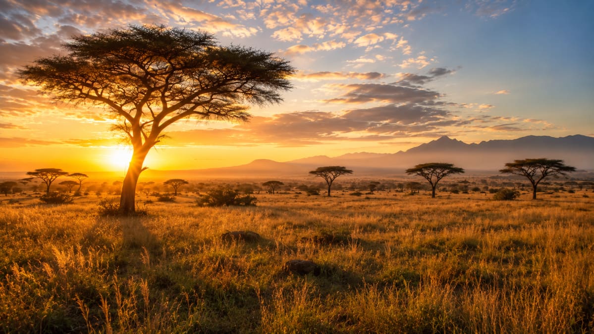 Acacia Tree on Golden Savanna