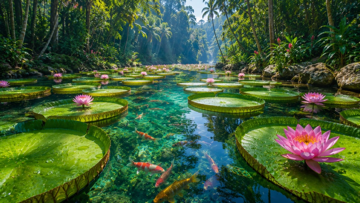 Giant Lily Pads in Jungle Lagoon