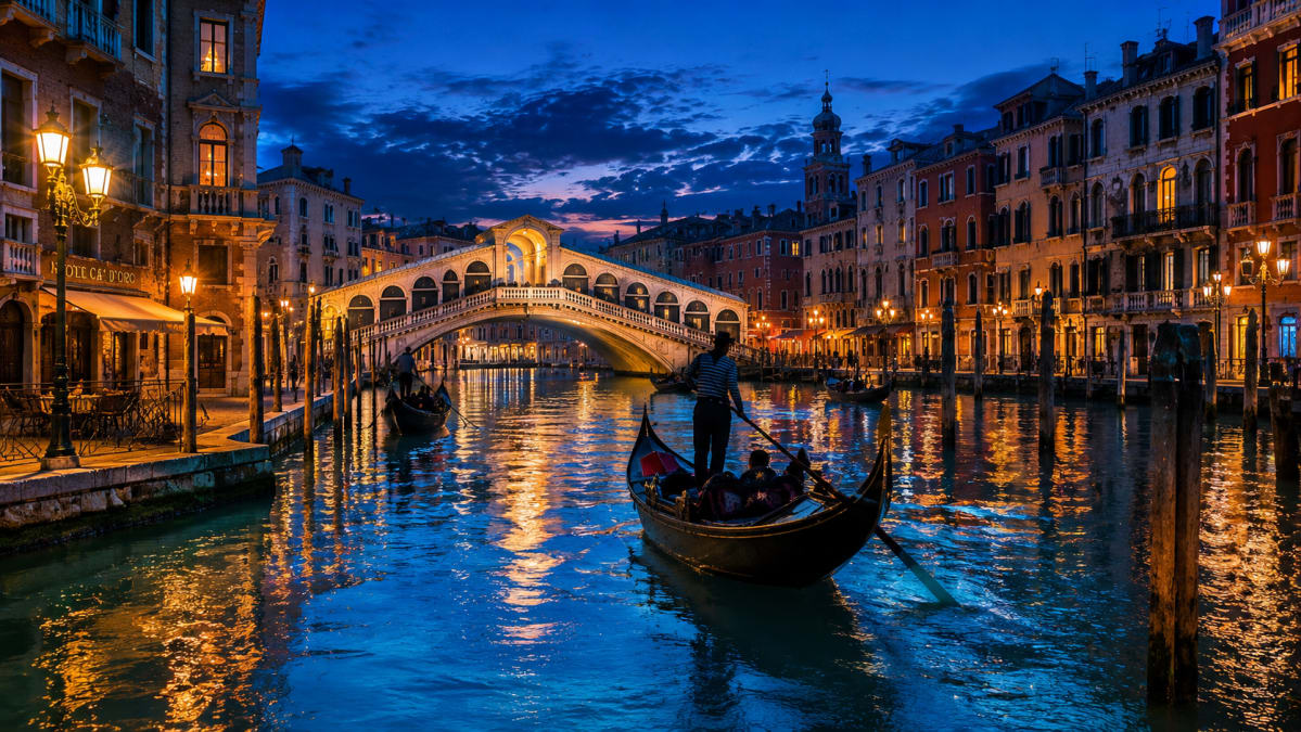 Venice Rialto Canal at Blue Hour