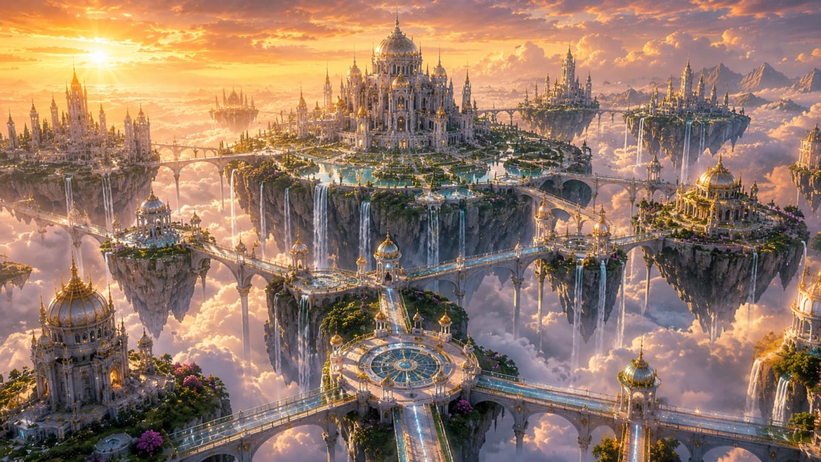 Floating Palace City at Golden Hour