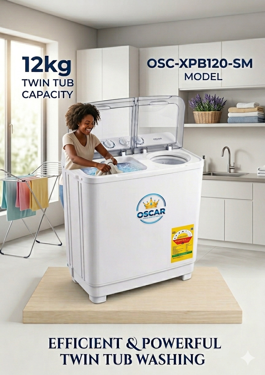 Oscar Twin Tub Semi-Automatic Washing Machine (Model: OSC-XPB120-SM)