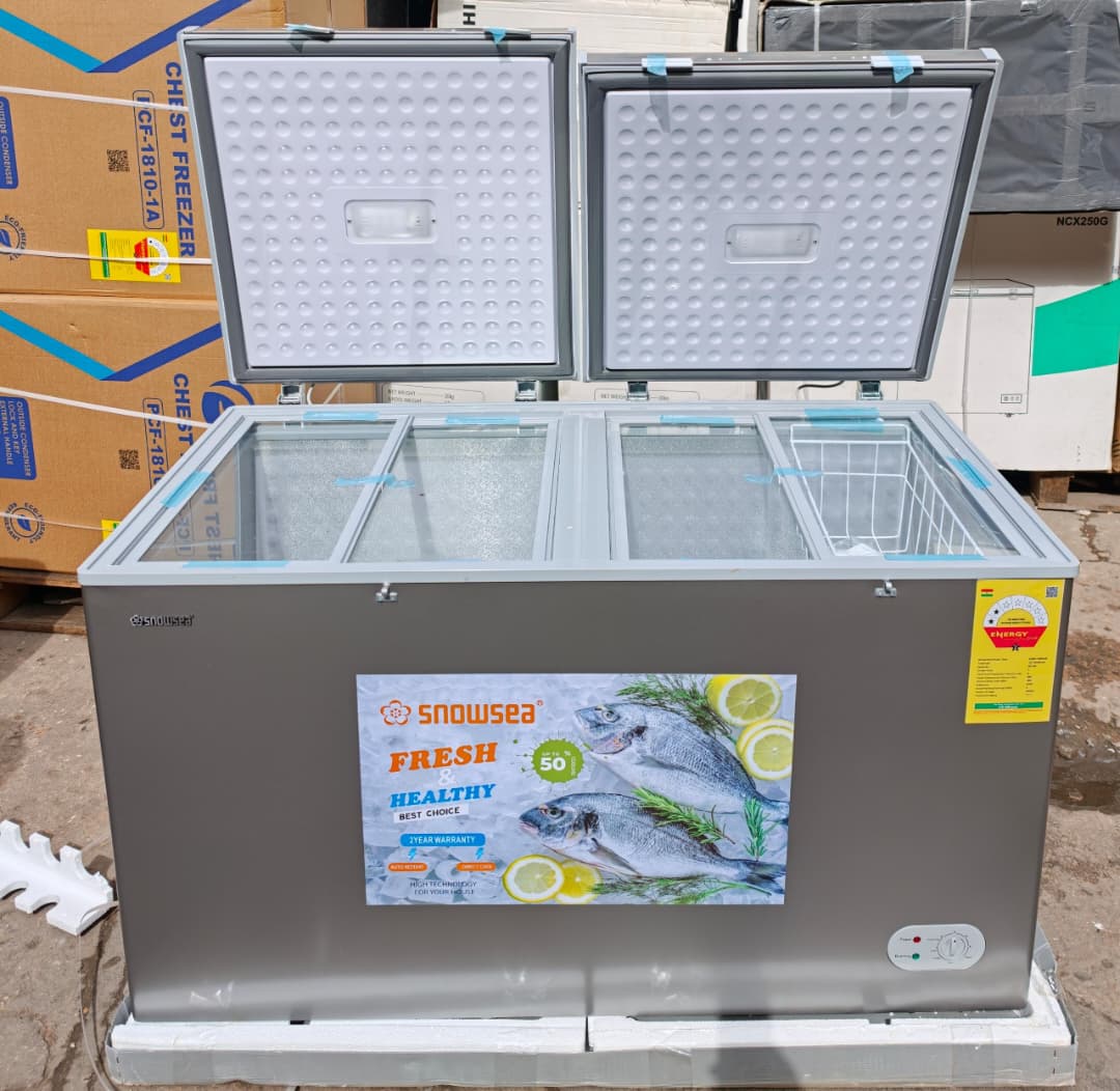 Snowsea Double-Door Chest Deep Freezer with Sliding Glass Lids