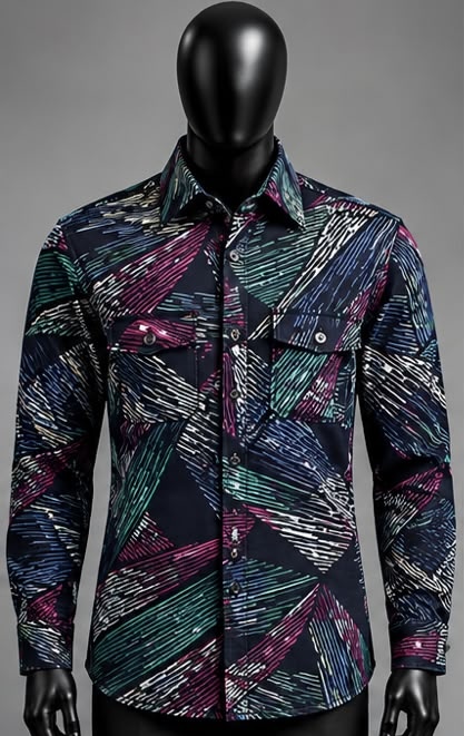 Bold Abstract Geometric Long-Sleeve Shirt
