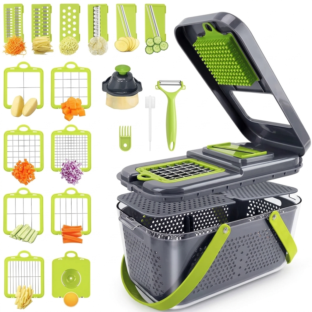 Multi-Functional 22-Piece Vegetable Chopper & Mandoline Slicer