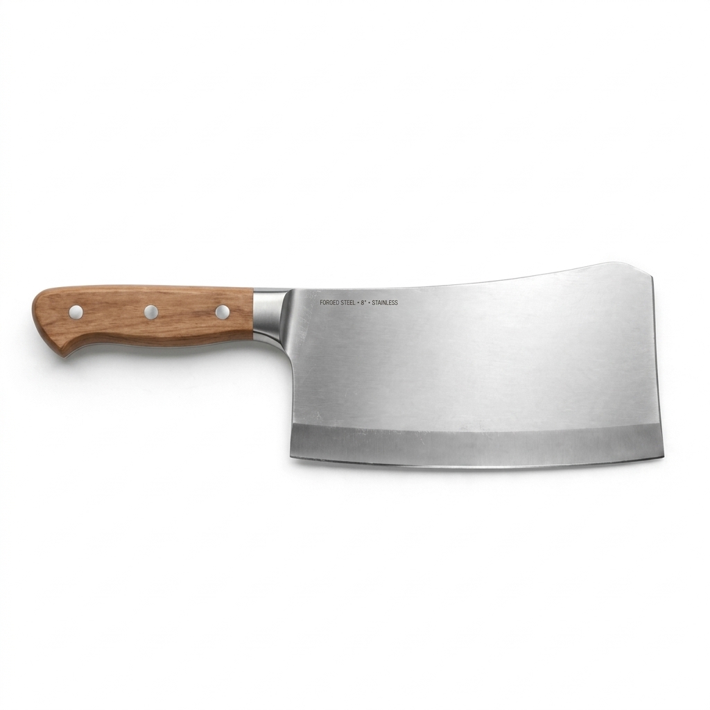 Standard Forged Steel 8" Kitchen Cleaver with Natural Wood Handle
