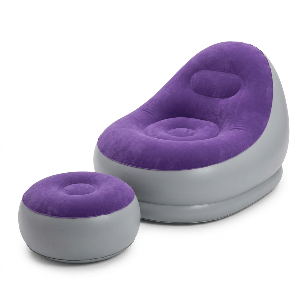 Premium Inflatable Lounge Chair and Ottoman Set (With Free Air Pump Included)