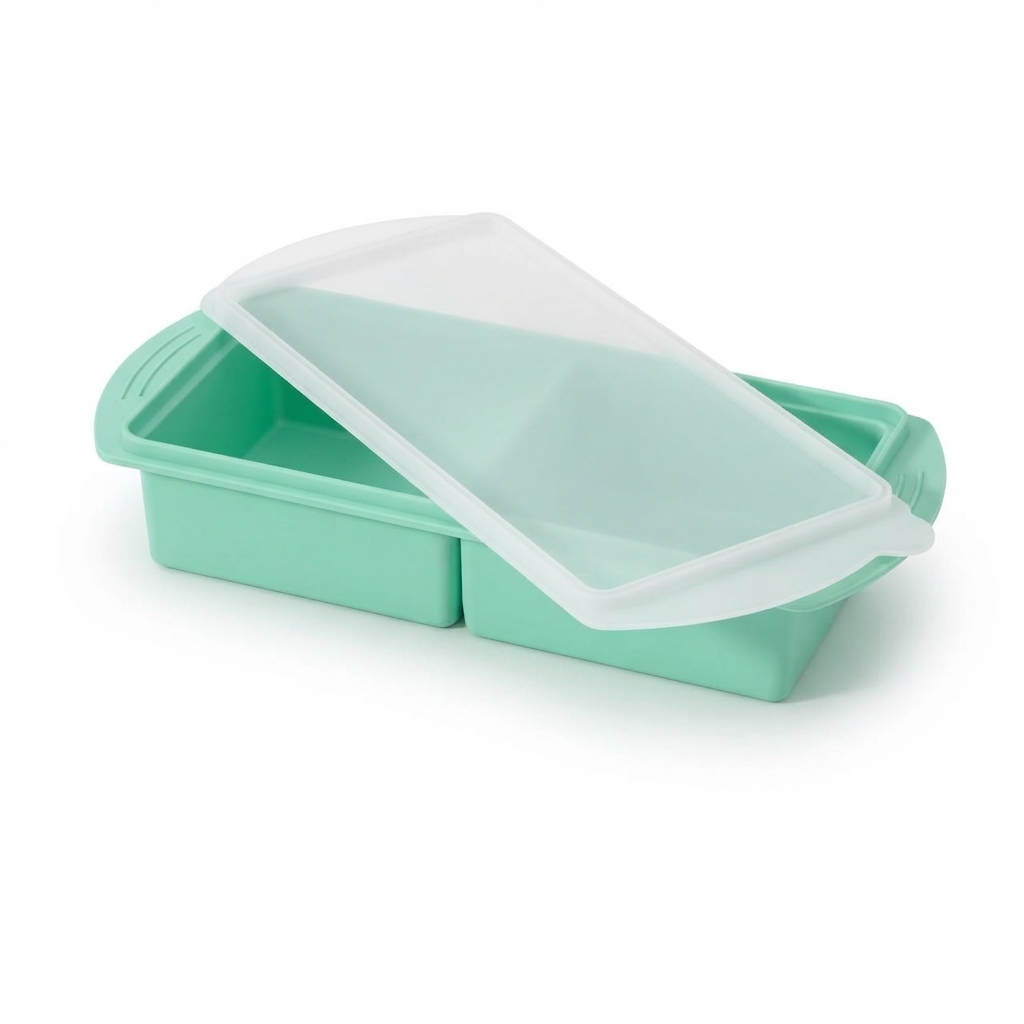 Premium 2-Compartment Silicone Freezer Tray with Airtight Lid