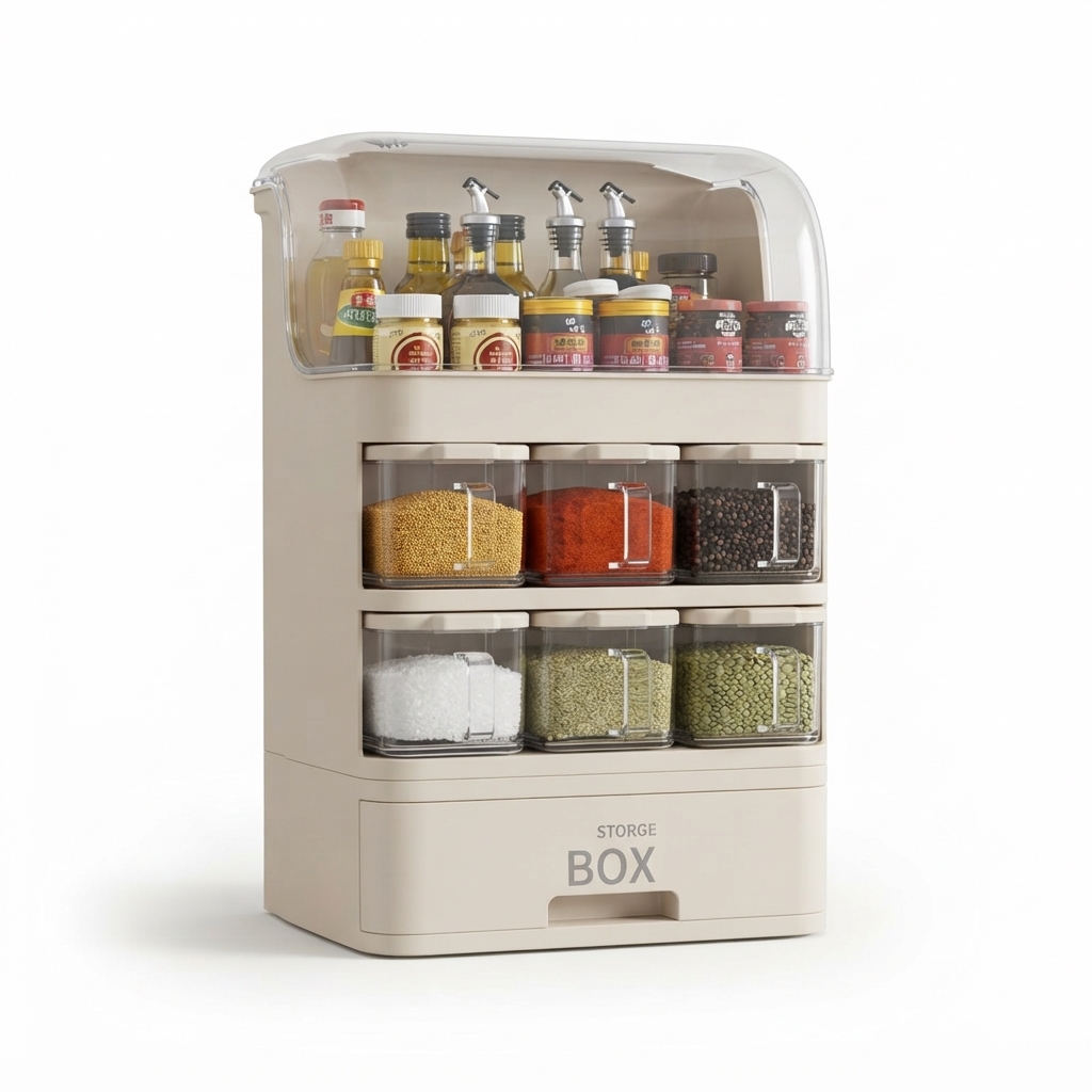 Premium Multi-Layer Kitchen Spice Rack Organizer & Seasoning Storage Box