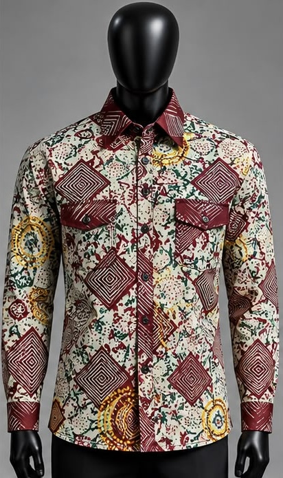 Men's Premium Artisan Batik Print Long-Sleeve Shirt