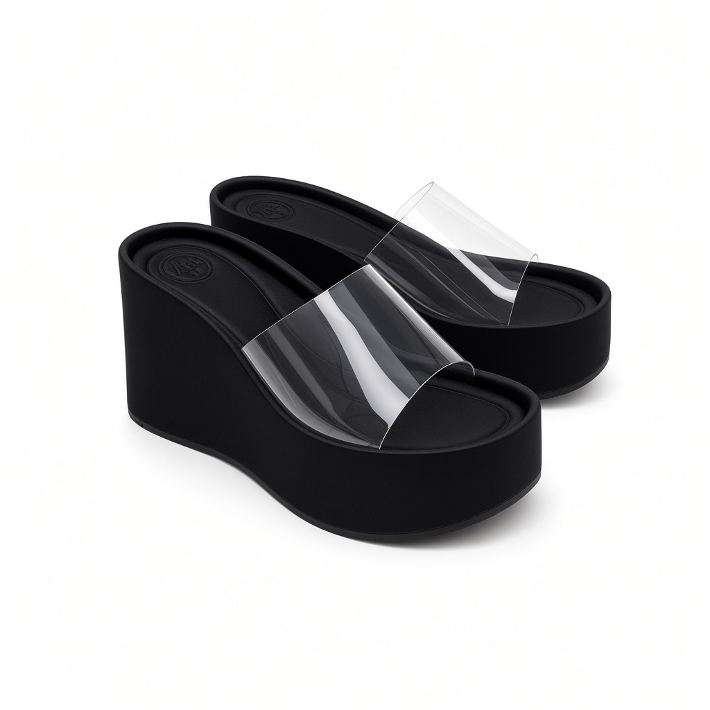 Zara Transparent Vinyl Platform Wedge Sandals