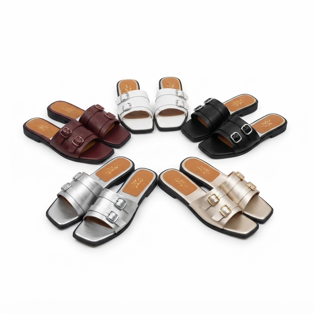 Angel Original AL007-9 Women’s Square-Toe Buckled Slide Sandals