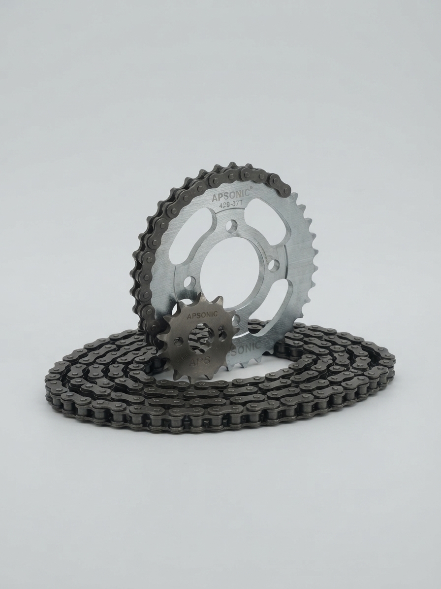Apsonic GN125 Motorcycle Chain & Sprocket Kit (Kit Kit Dent-chaine Complet)