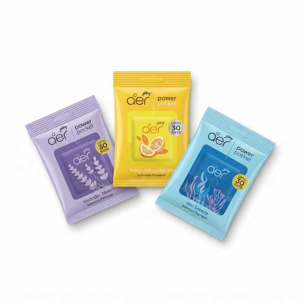 Godrej aer Power Pocket Bathroom Air Freshener – Assorted Fragrances Pack