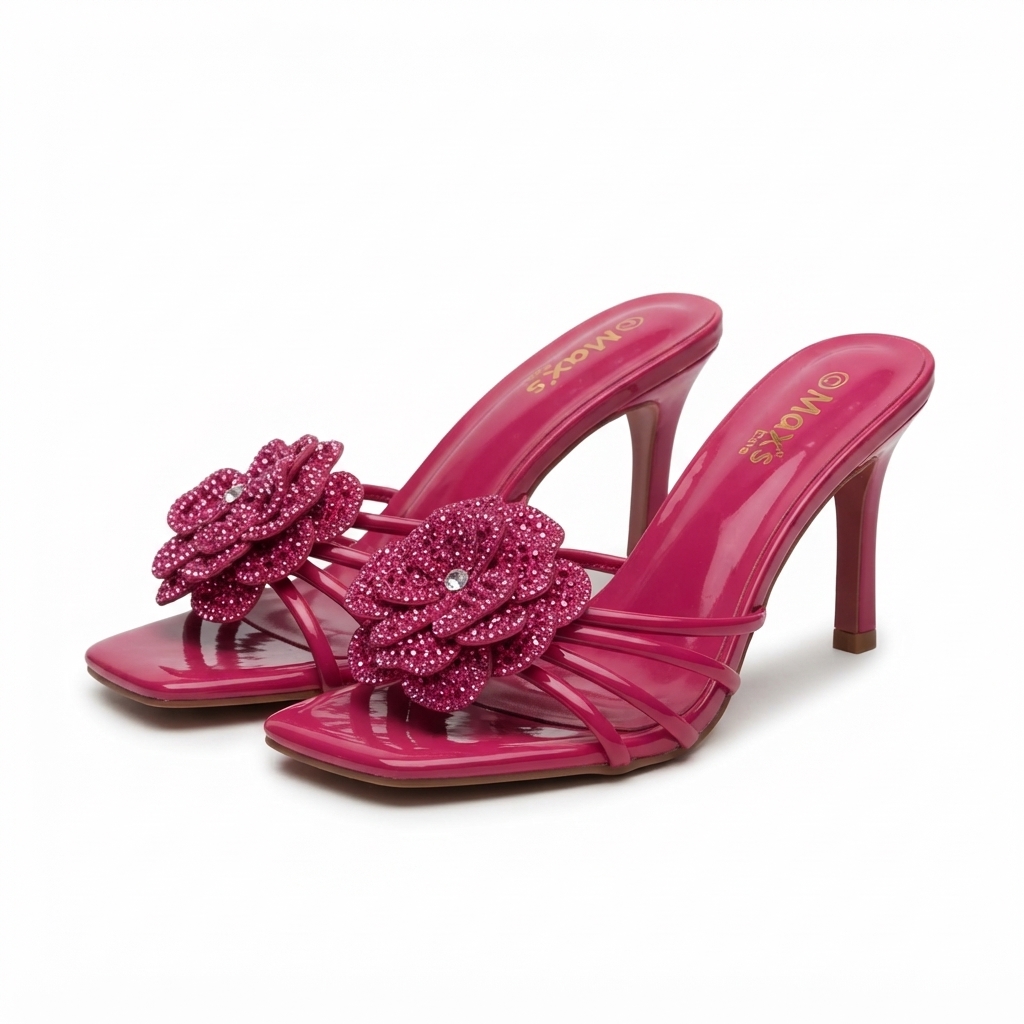 Max's Elite Rhinestone Flower Strappy Mules