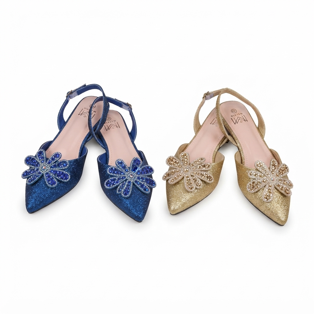 MALKIA Crystal-Embellished Glitter Slingback Heels
