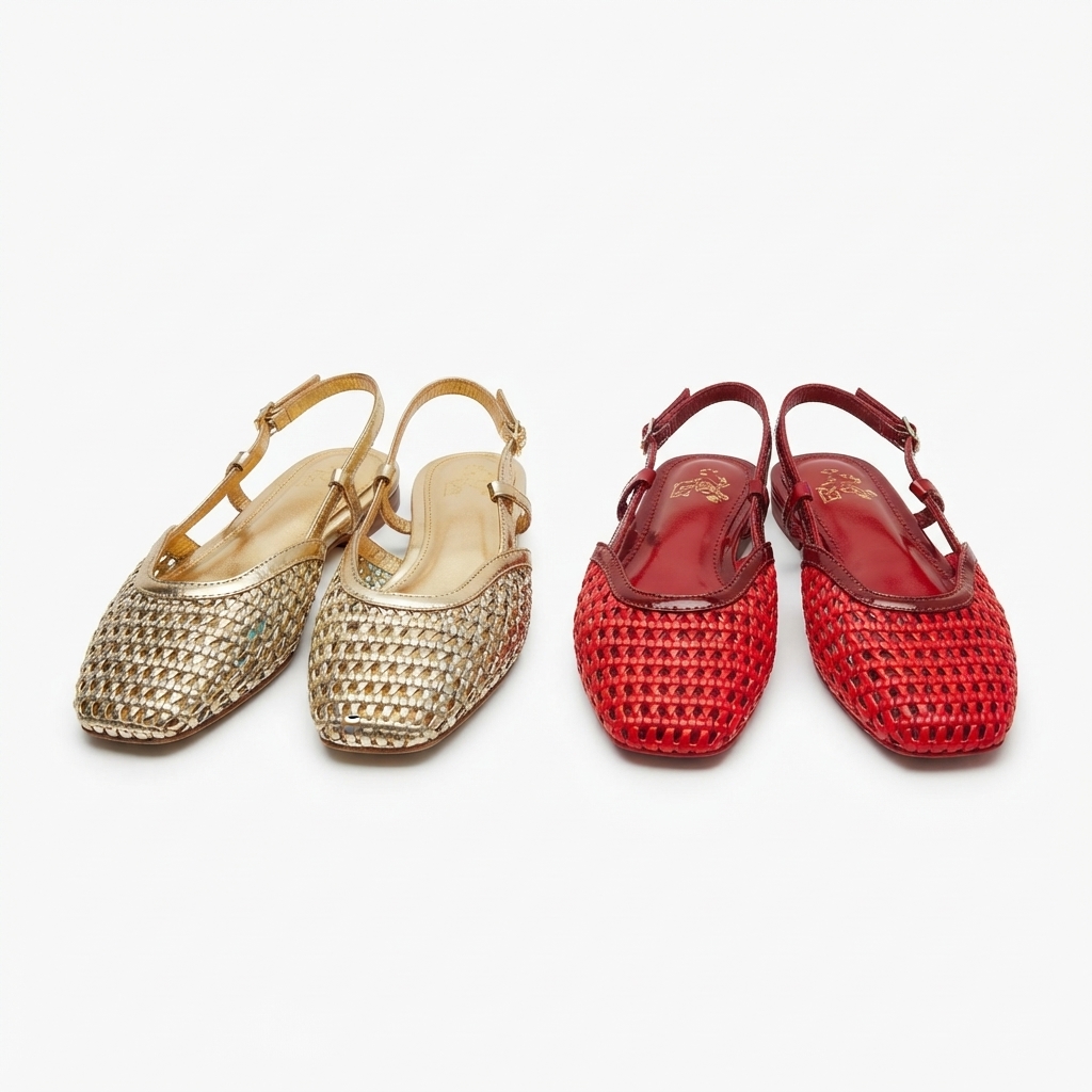 Zara Braided-Effect Slingback Ballet Flats