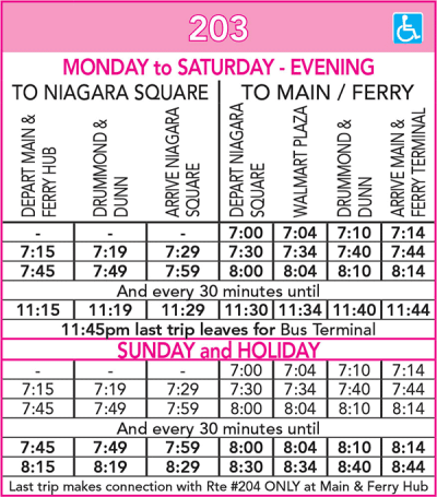 Route 203 Transit Schedule