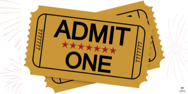 Picture of a ticket which reads "Admit One"