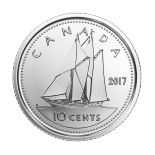 Image of a Canadian Dime with a width of 18.03 mm