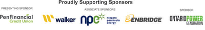 Event sponsor logos include PenFinancial - Enbridge - Niagara Peninsula Energy Inc - Walker - OPG 