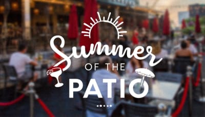 Outdoor patio at night