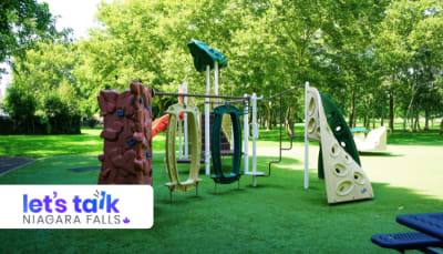'Let's Talk', photo of a park.