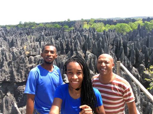 Brown, me, and Rivo on top of Tsingy de Bemaraha National Park