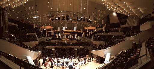 The Berlin Philharmonic Hall from behind the orchestra