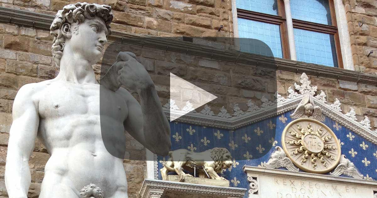 A replica of Michelangelo's David statue