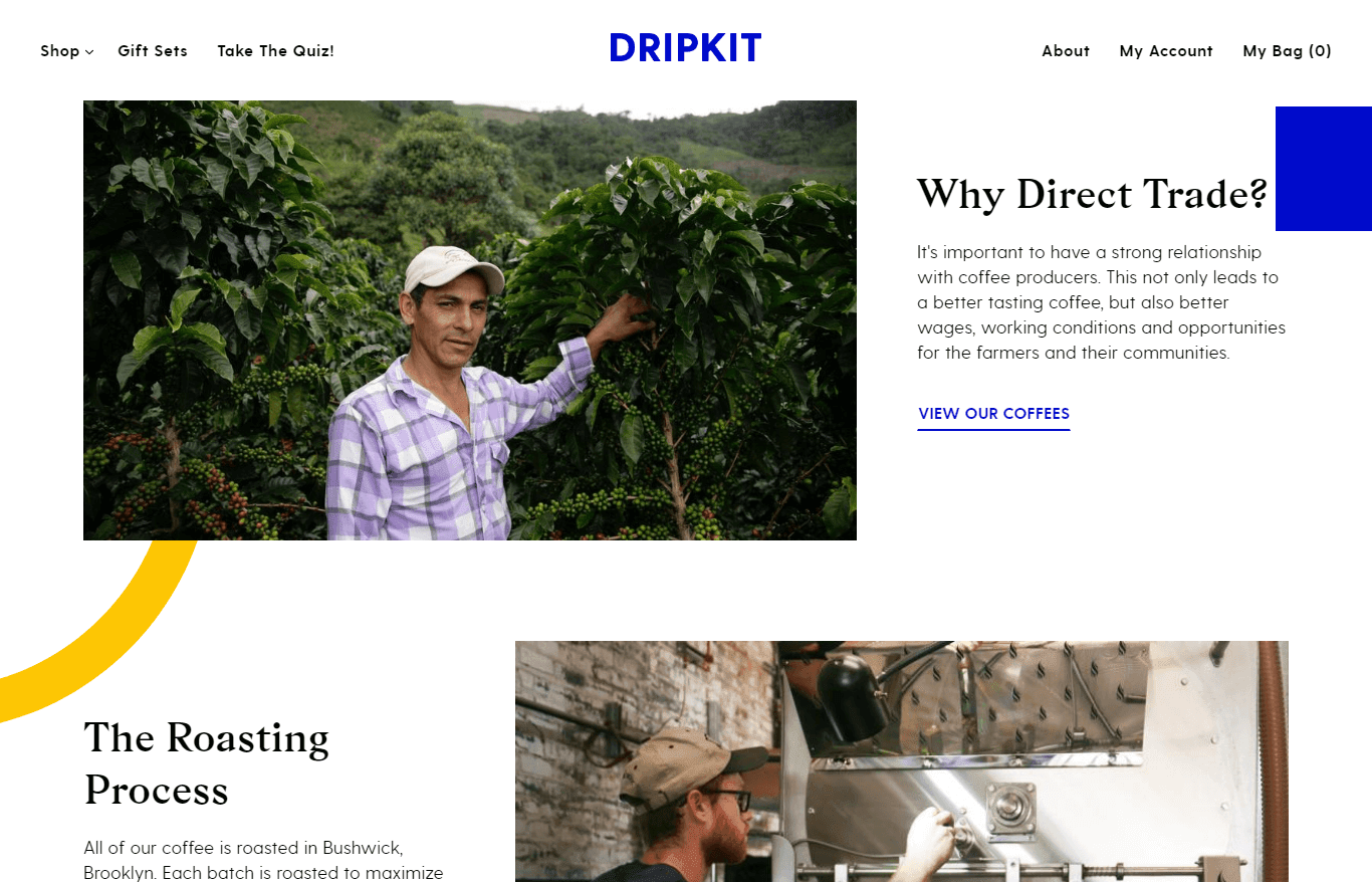 Dripkit Our Coffee Page.