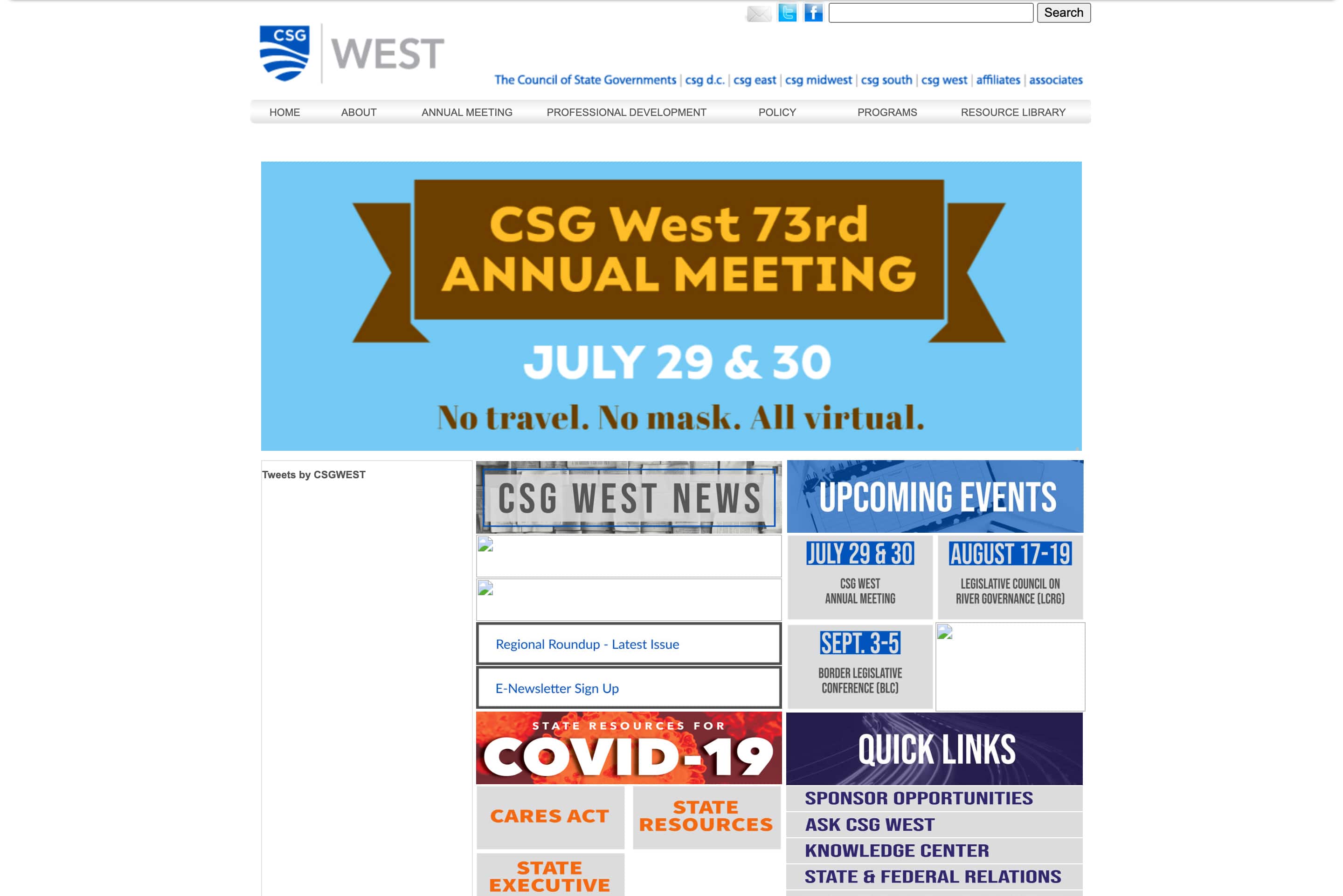 A look at the CSG West site home page before its redesign