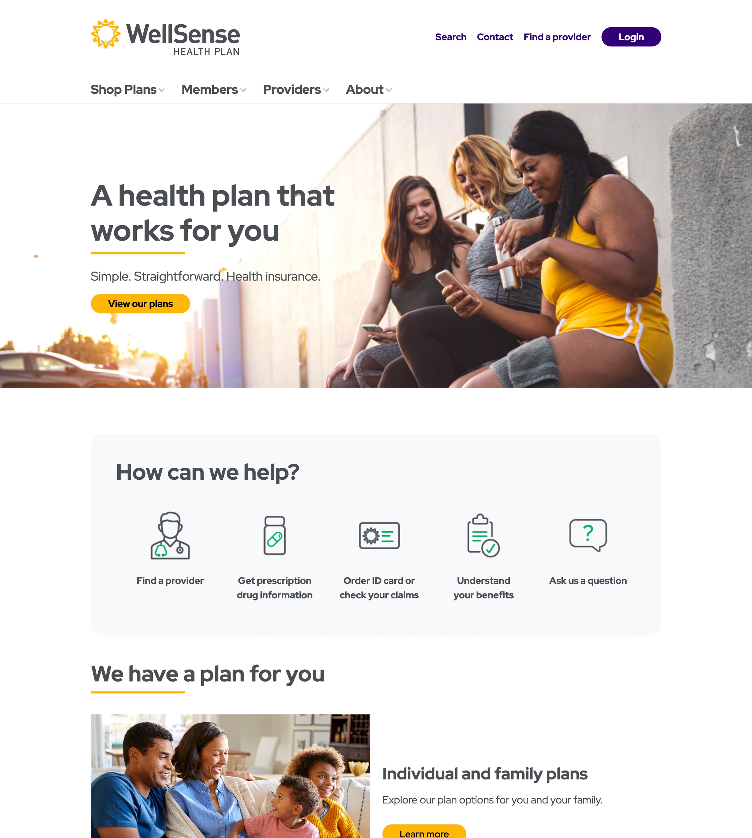 The home page after the redesign