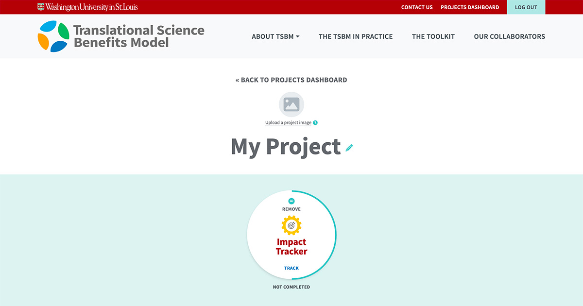 The project dashboard screen