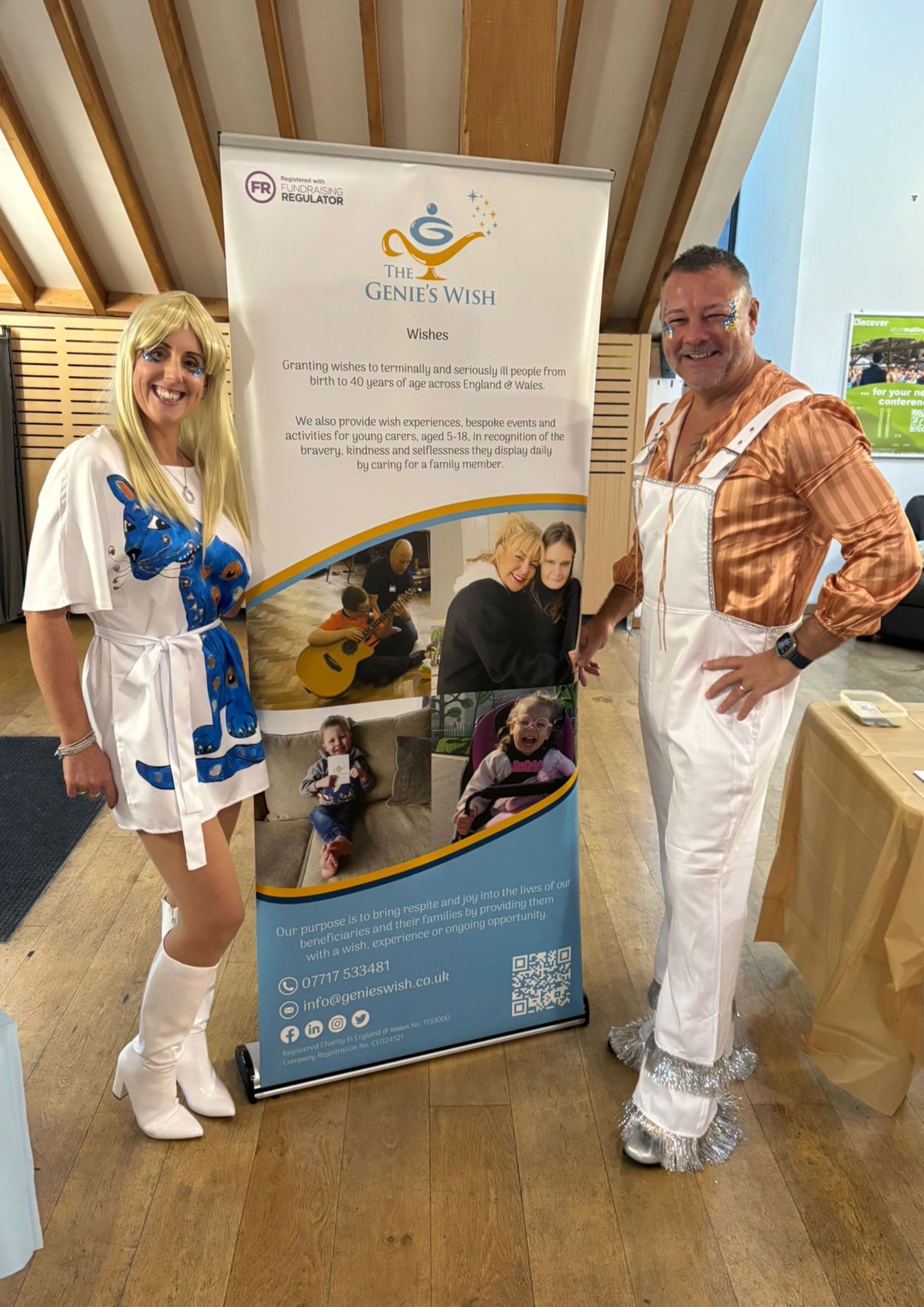 Sally and Andrew ready for the ABBA tribute night 2025