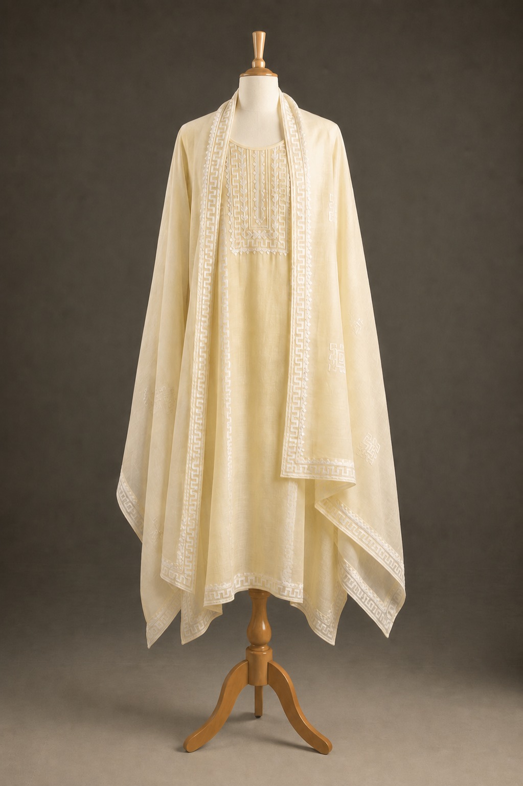 semi stiched chanderi suit view 1