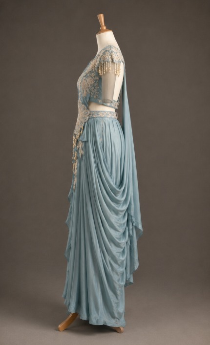 Cyan Saree view 4