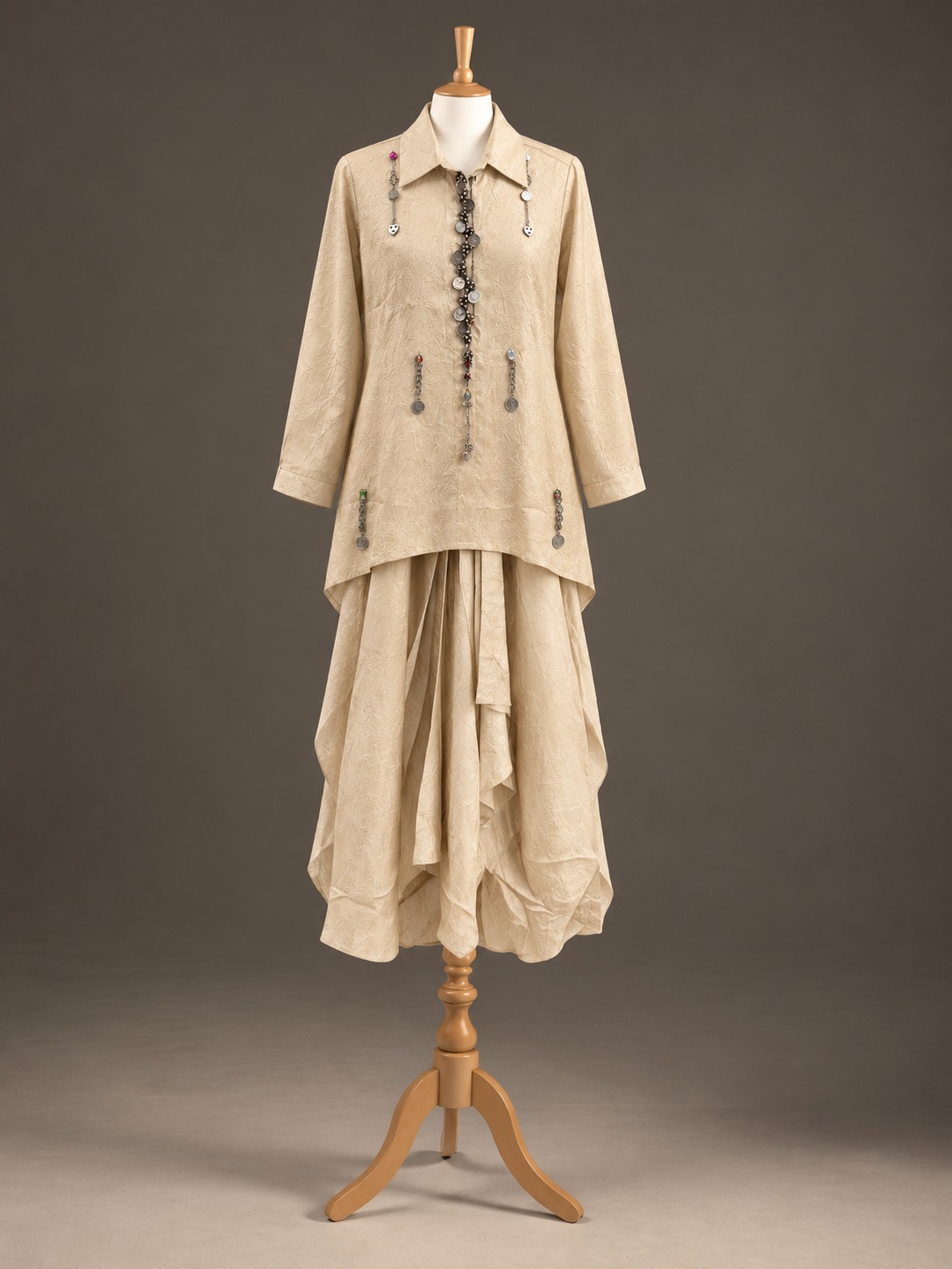 Drape Skirt with Stylish Shirt view 1