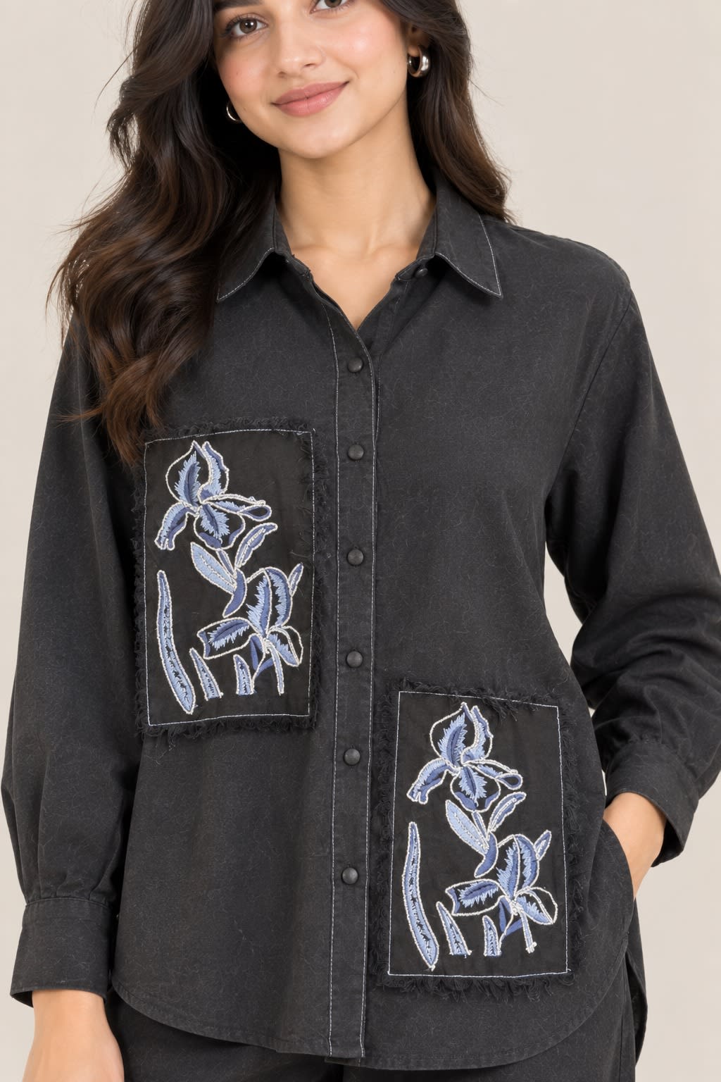 Black embroidered co-ord set view 2