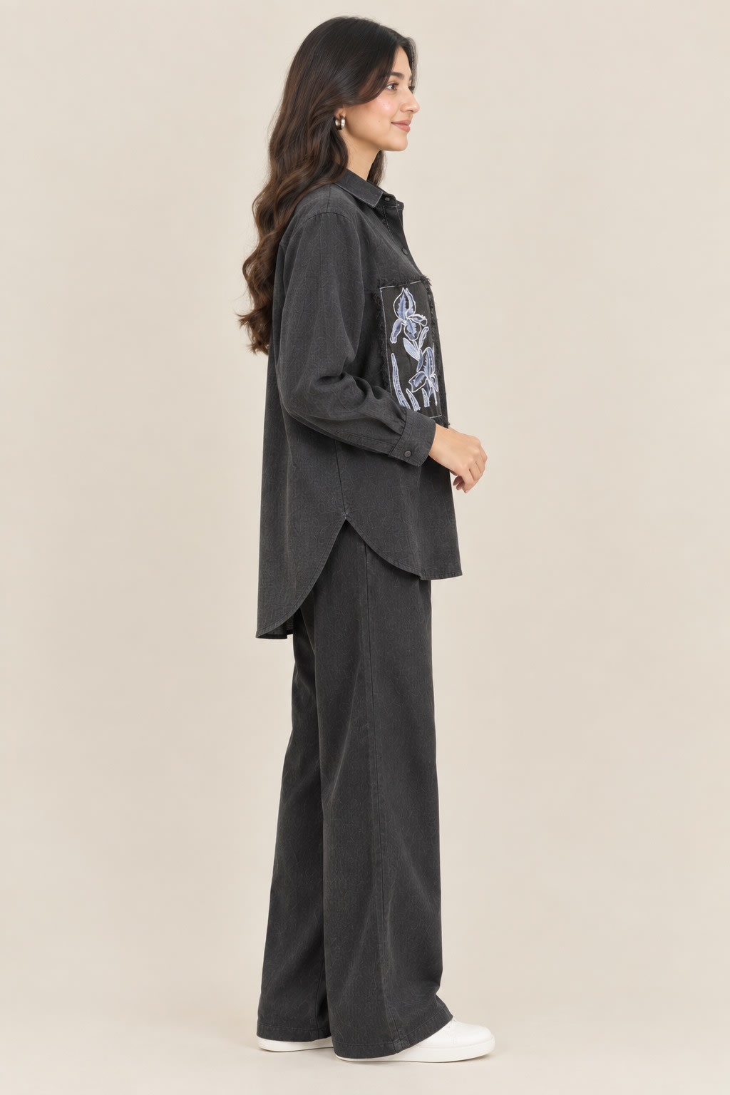 Black embroidered co-ord set view 4