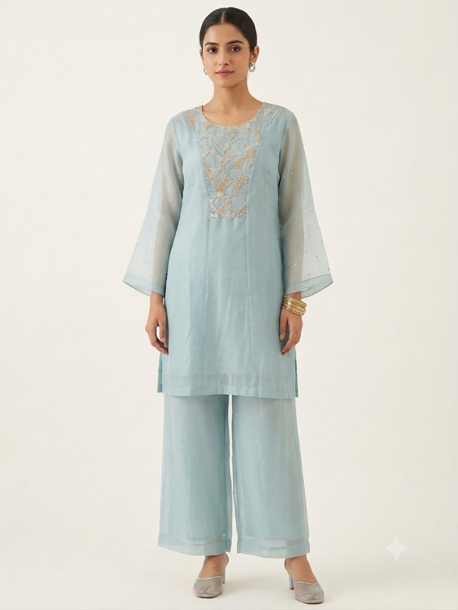 Celeste Mist Embroidered Set view 1