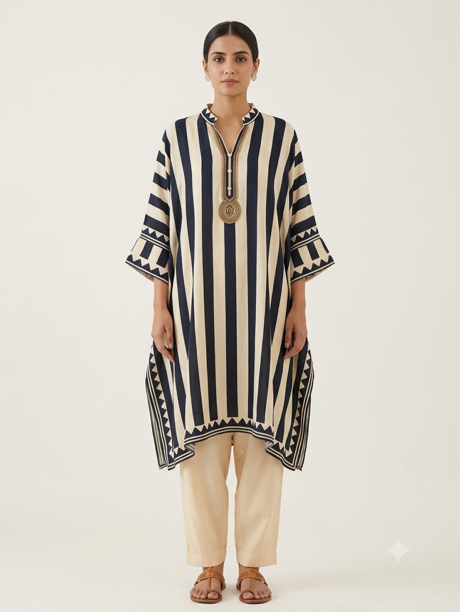 Monochrome Muse Striped Tunic Set view 1