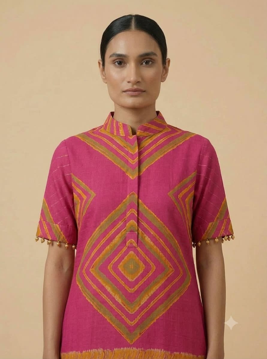 Fuchsia Geometric Fringe Co-ord Set view 2