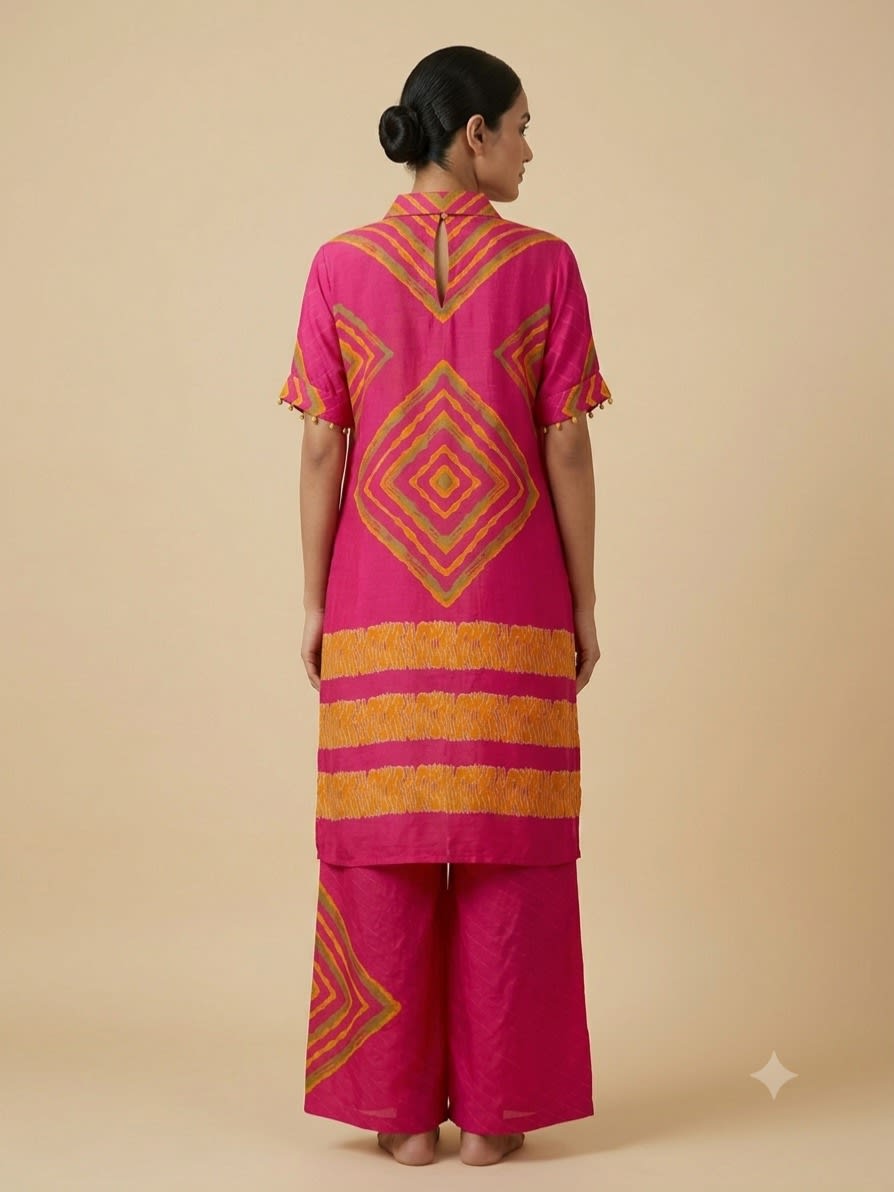 Fuchsia Geometric Fringe Co-ord Set view 5