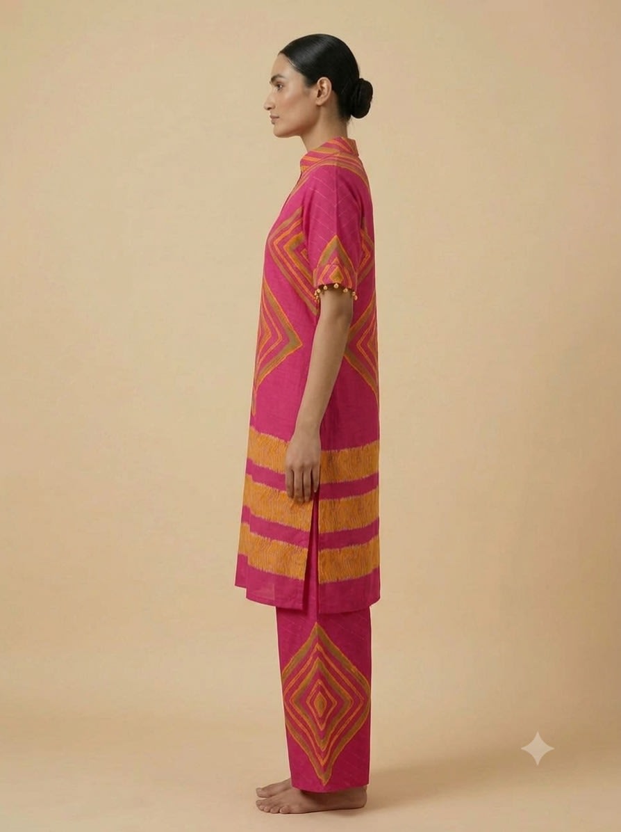 Fuchsia Geometric Fringe Co-ord Set view 4