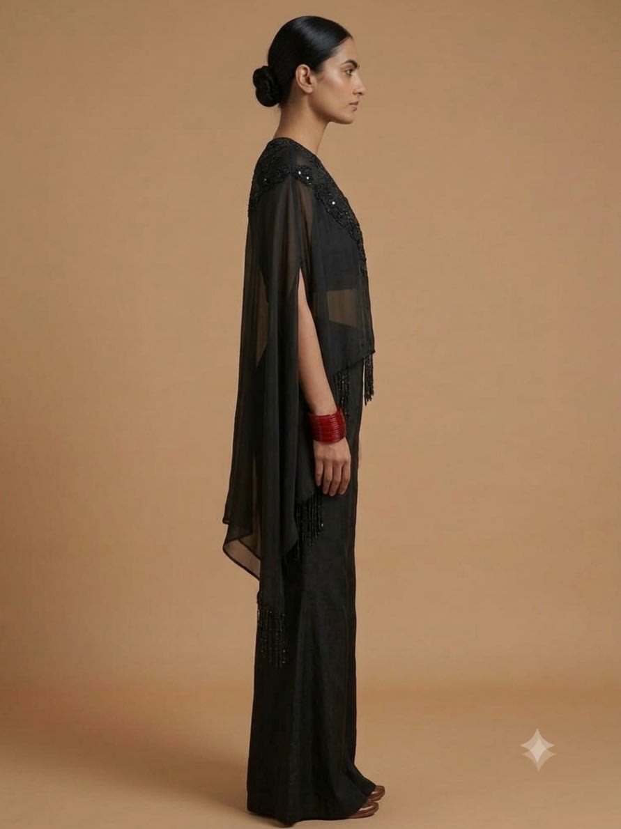Midnight Sheer Cape Co-ord Set view 3