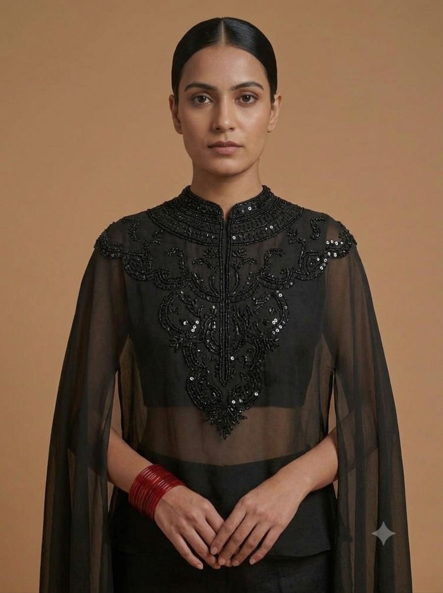 Midnight Sheer Cape Co-ord Set view 2