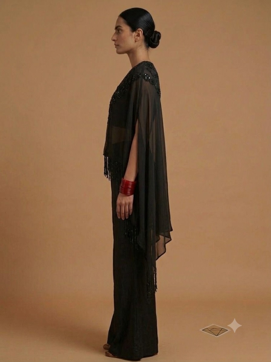 Midnight Sheer Cape Co-ord Set view 4